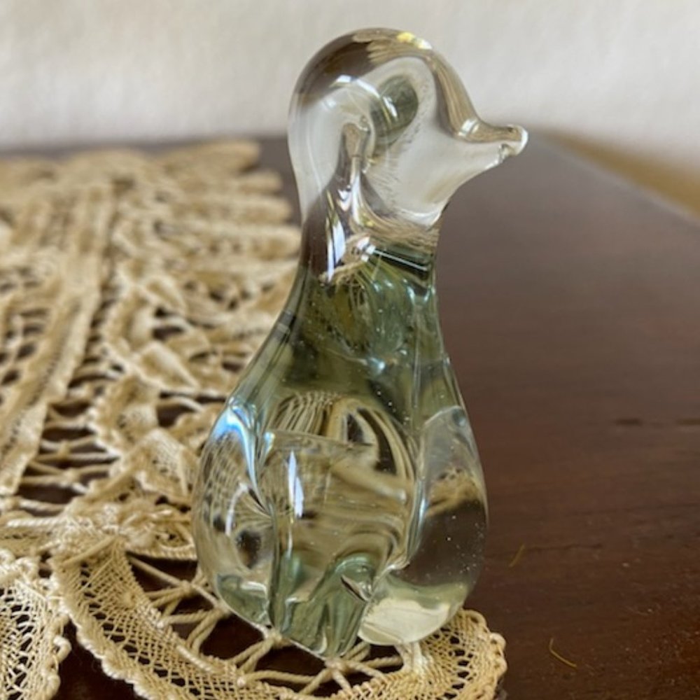 VINTAGE Hand-signed BLOWN GLASS PENGUIN * NGWENYA GLASS Swaziland ~ RARE